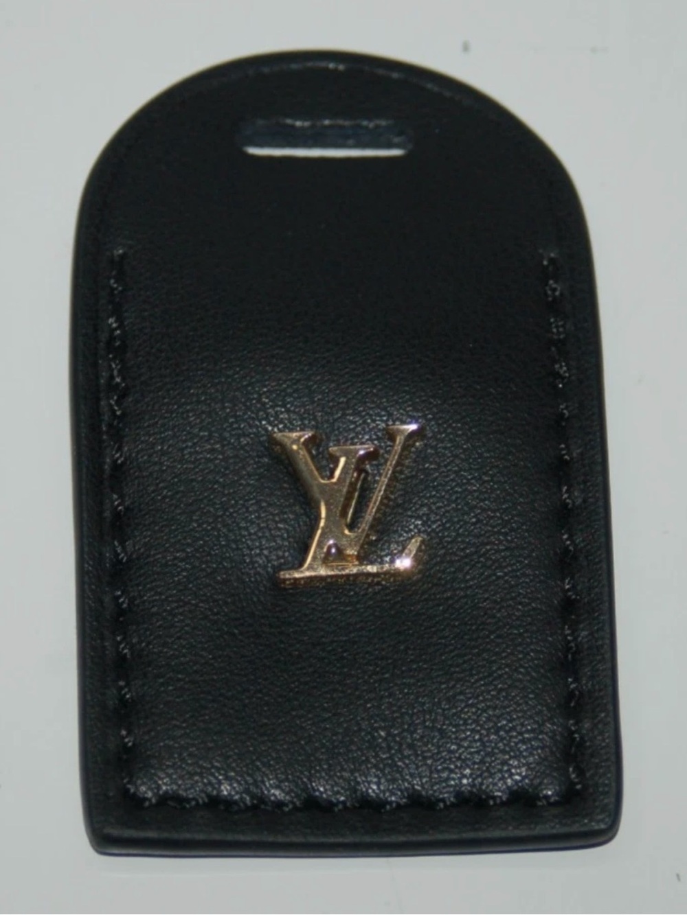 Louis Vuitton Black Leather Card Holder with Embossed Logo